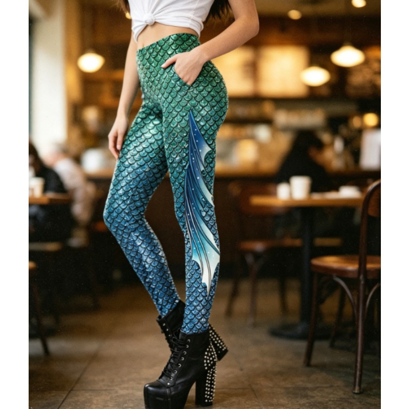 Yoga Fitness Holiday - Zeemeermin schaal 3D print legging voor