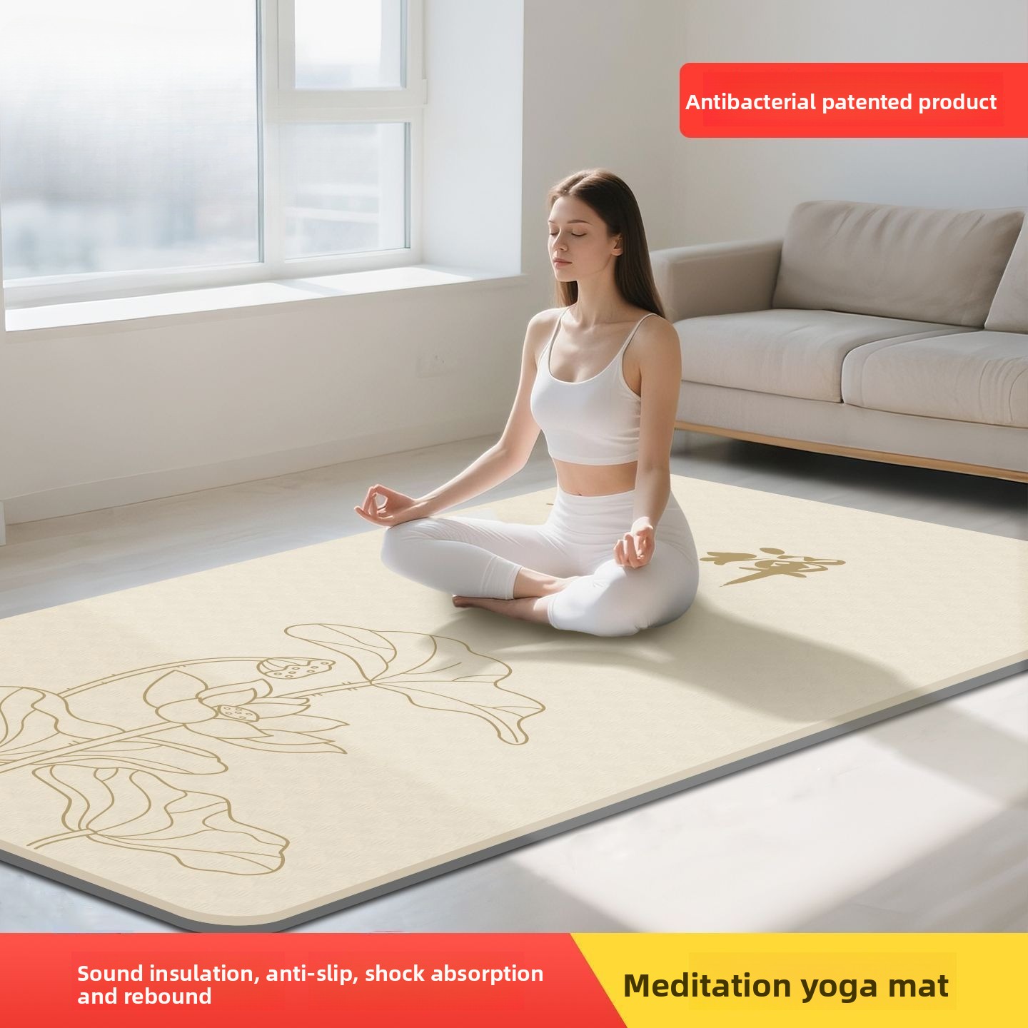 Yoga Mat For Fitness - Zen Meditatie Yogamat voor Dames, Vergroot,