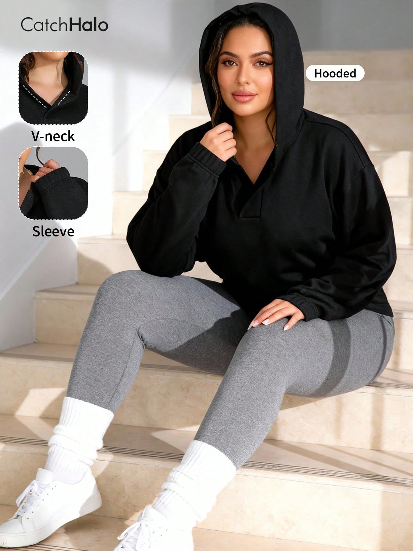 Yoga Fitness Hoodie - Plus size cropped hoodie voor dames